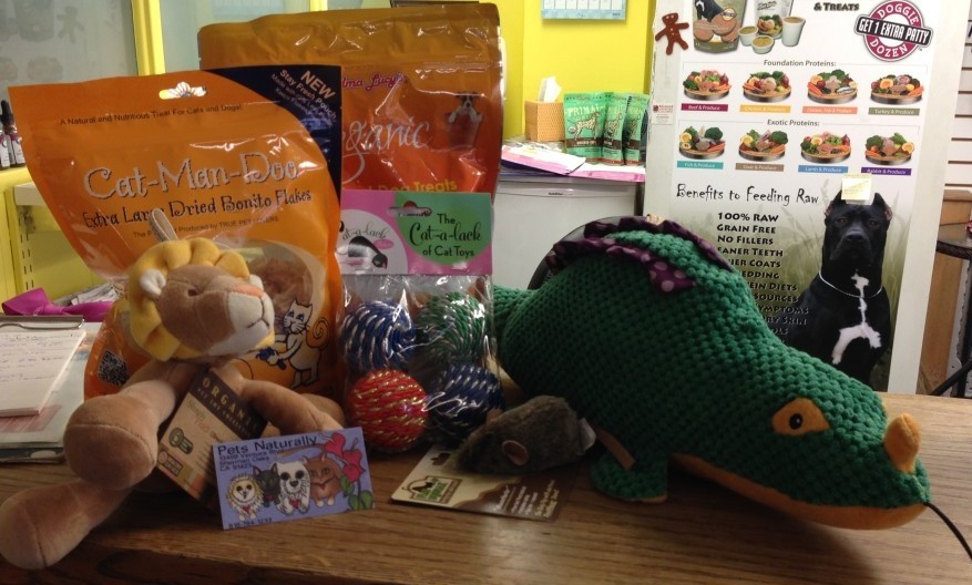 dog and cat treats with dog and cat toys to be donated from Pets Naturally